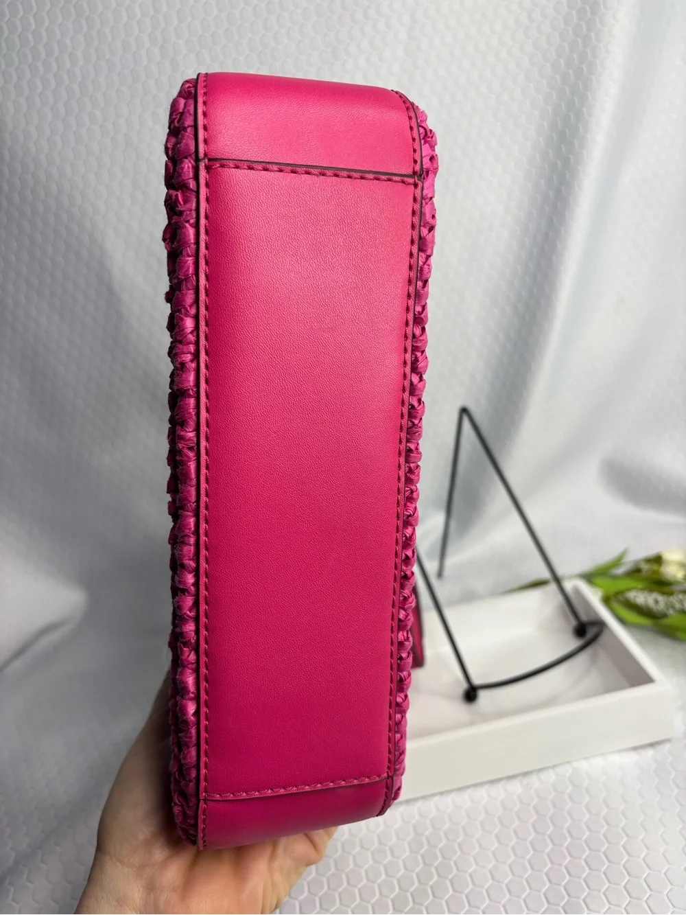 Michael Kors Pink Ombre Woven Crossbody Bag with Pink Leather Accents NWT - Picture 8 of 11